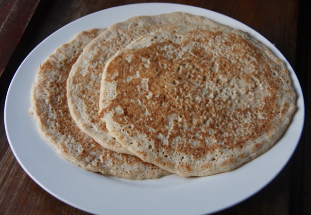 Three Derbyshire oatcakes on a plate