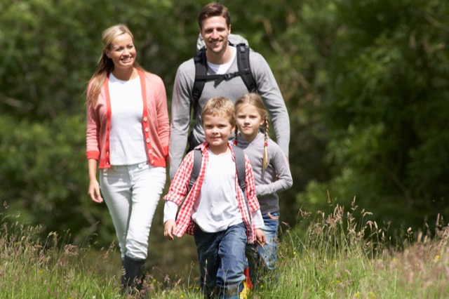 family walking